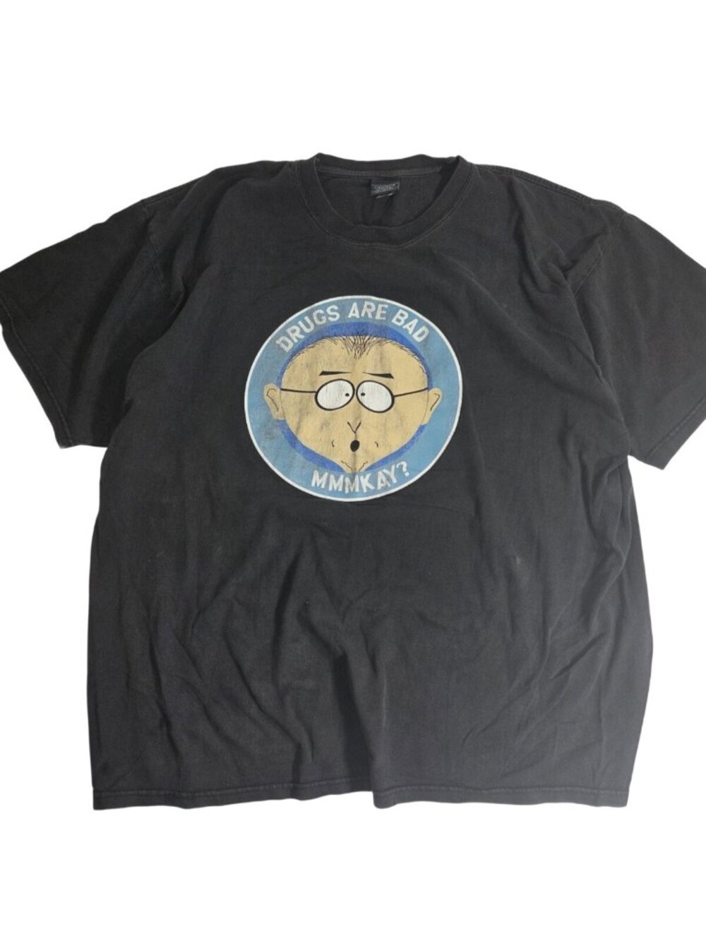 VTG Rare South Park Mr. Mackey Drugs Are Bad Black Faded Y2K T Shirt 2XL